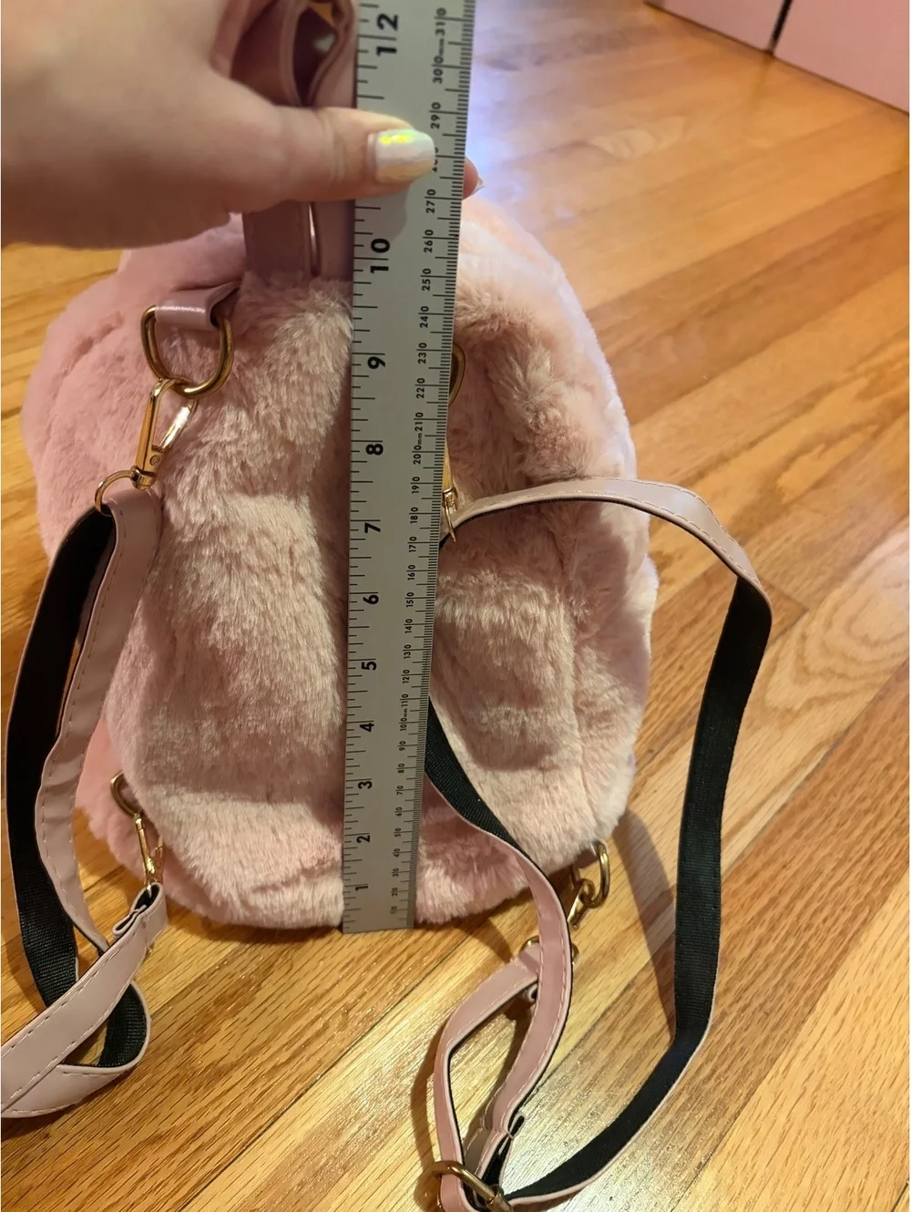 Cute Pink Faux Fur Bunny Backpack with Adjustable Straps